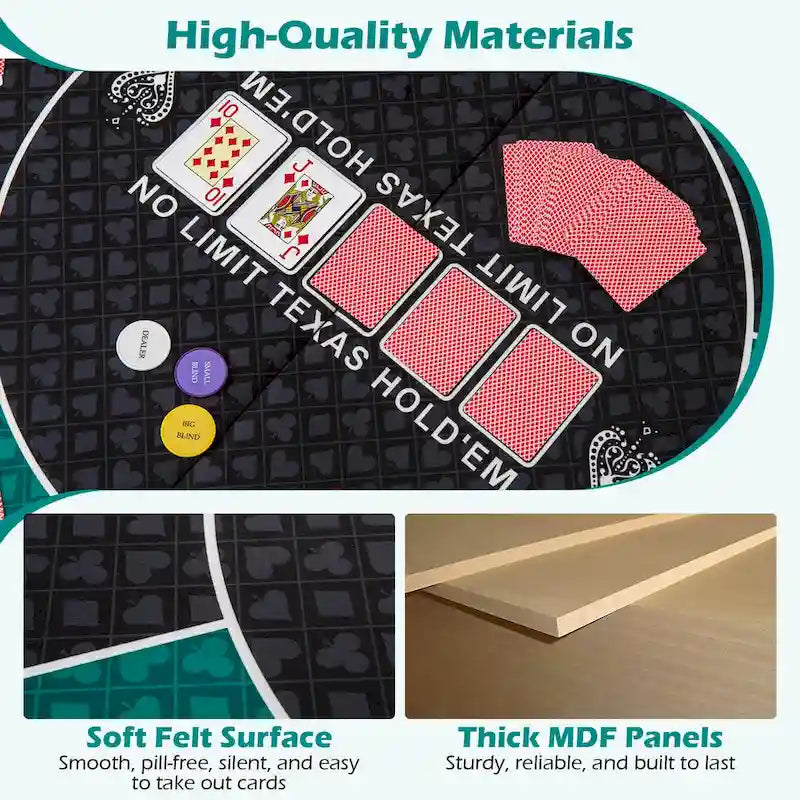 Table de poker pliable Costway 48 pour 6 joueurs avec sac de transport et gobelet inclus - Voir les détails