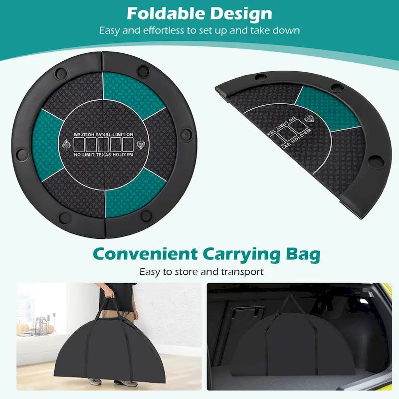 Table de poker pliable Costway 48 pour 6 joueurs avec sac de transport et gobelet inclus - Voir les détails