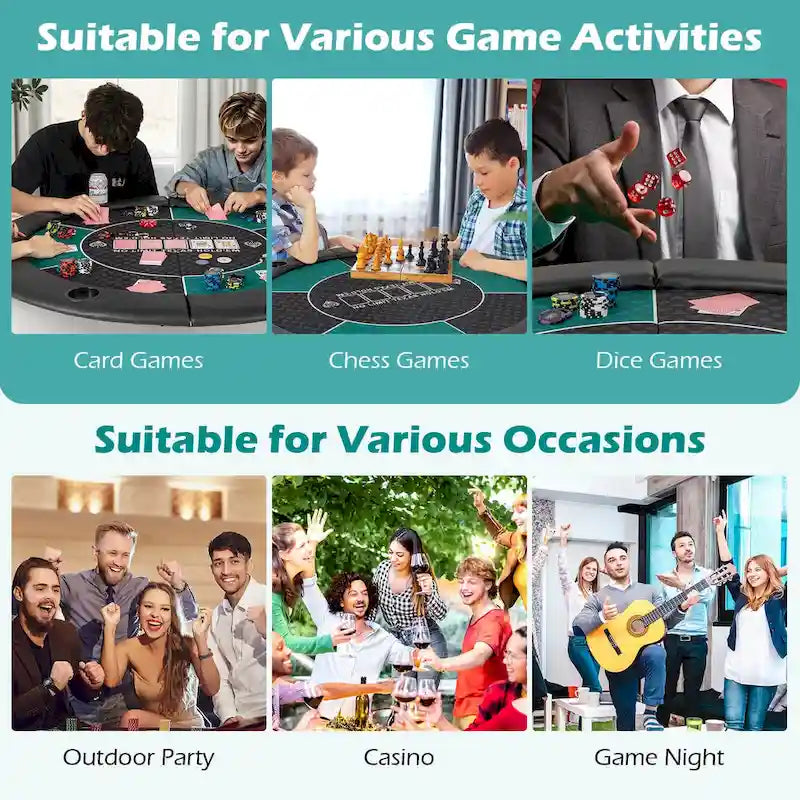 Table de poker pliable Costway 48 pour 6 joueurs avec sac de transport et gobelet inclus - Voir les détails
