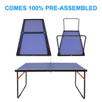 Ensemble de tennis de table pliable et portable avec plateau en MDF, filet et 2 raquettes pour jeux d'intérieur/extérieur