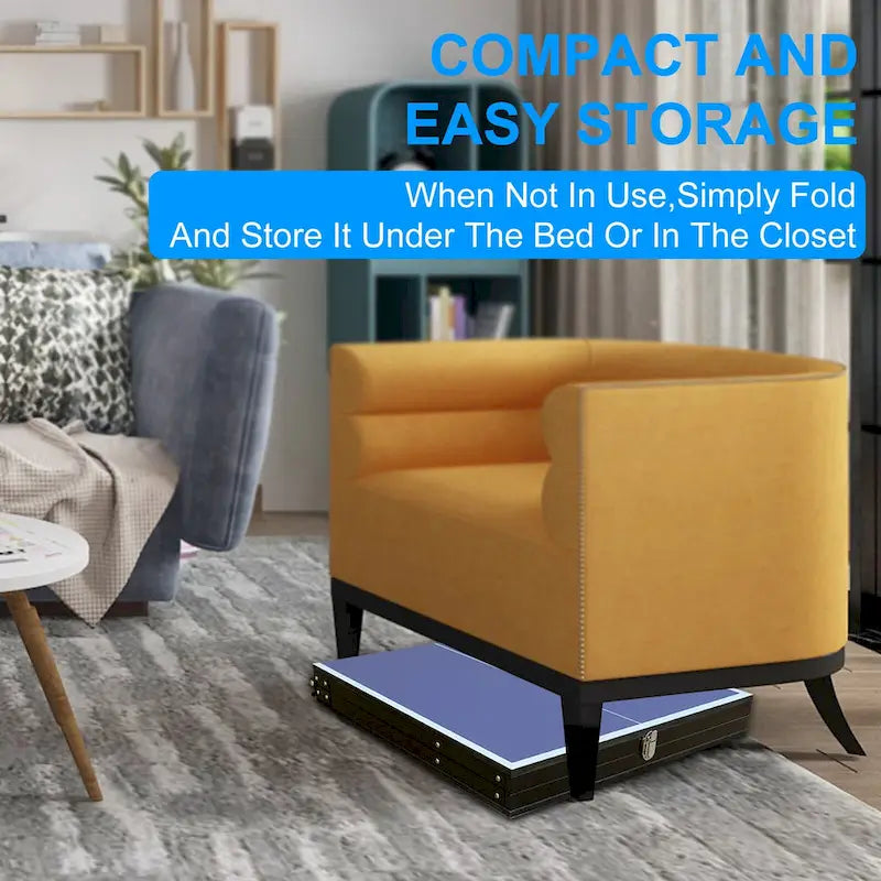 Ensemble de tennis de table pliable et portable avec plateau en MDF, filet et 2 raquettes pour jeux d'intérieur/extérieur
