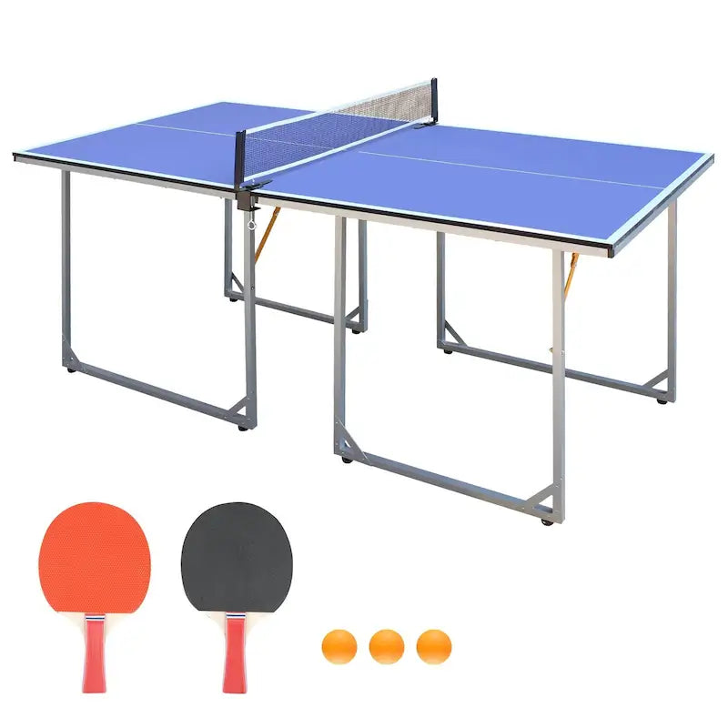 Table de ping-pong pliable et portable de 1,83 m (6 pieds) de taille moyenne, avec filet, pour jouer à l'intérieur et à l'extérieur.
