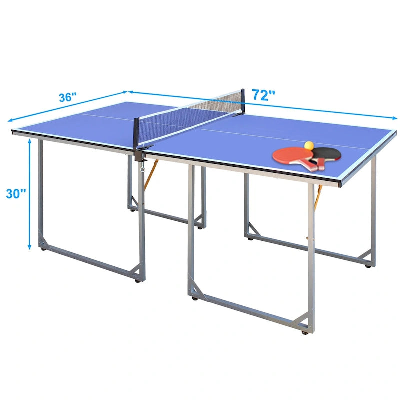 Table de ping-pong pliable et portable de 1,83 m (6 pieds) de taille moyenne, avec filet, pour jouer à l'intérieur et à l'extérieur.