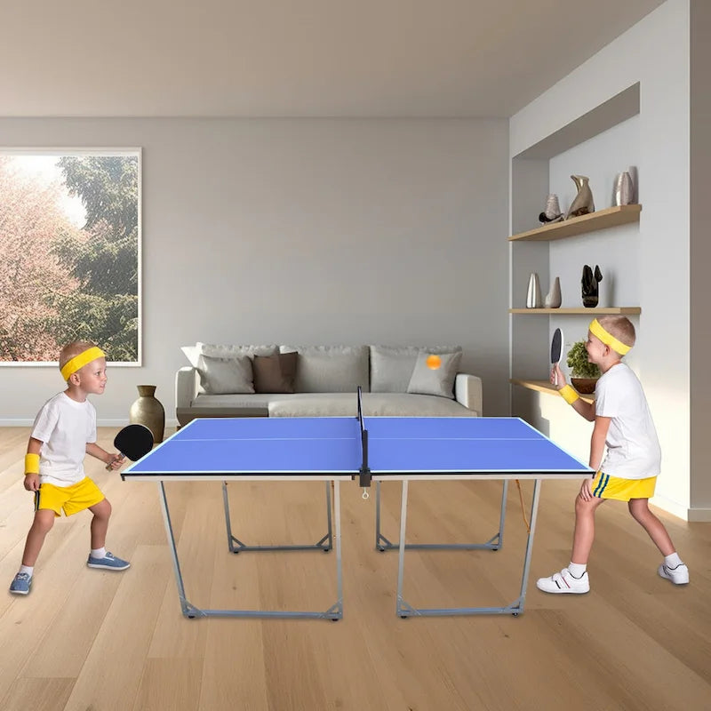 Table de ping-pong pliable et portable de 1,83 m (6 pieds) de taille moyenne, avec filet, pour jouer à l'intérieur et à l'extérieur.
