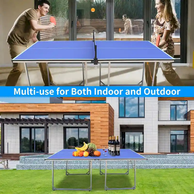 Table de ping-pong pliable et portable de 1,83 m (6 pieds) de taille moyenne, avec filet, pour jouer à l'intérieur et à l'extérieur.