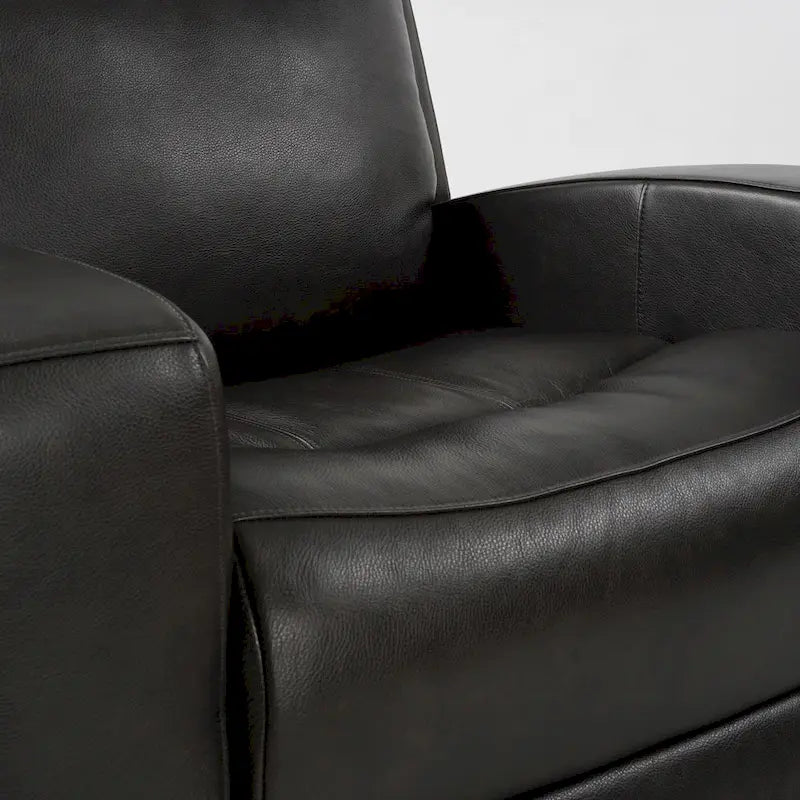 Fauteuil inclinable électrique en cuir pleine fleur de 94 cm de large, avec fonction bascule et port de chargement USB, idéal pour le home cinéma.