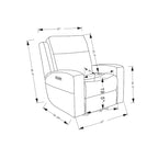 Fauteuil inclinable électrique en cuir pleine fleur de 94 cm de large, avec fonction bascule et port de chargement USB, idéal pour le home cinéma.