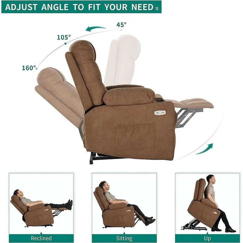 Fauteuil releveur électrique en tissu Moasis pour personnes âgées