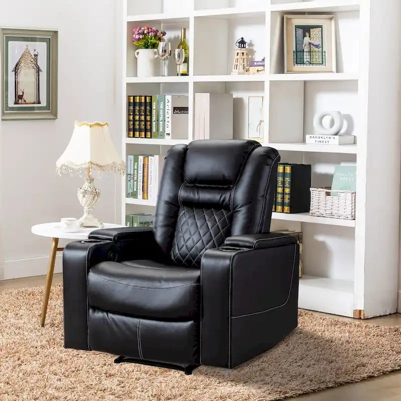Fauteuils de cinéma maison en cuir respirant avec ports USB et porte-gobelets