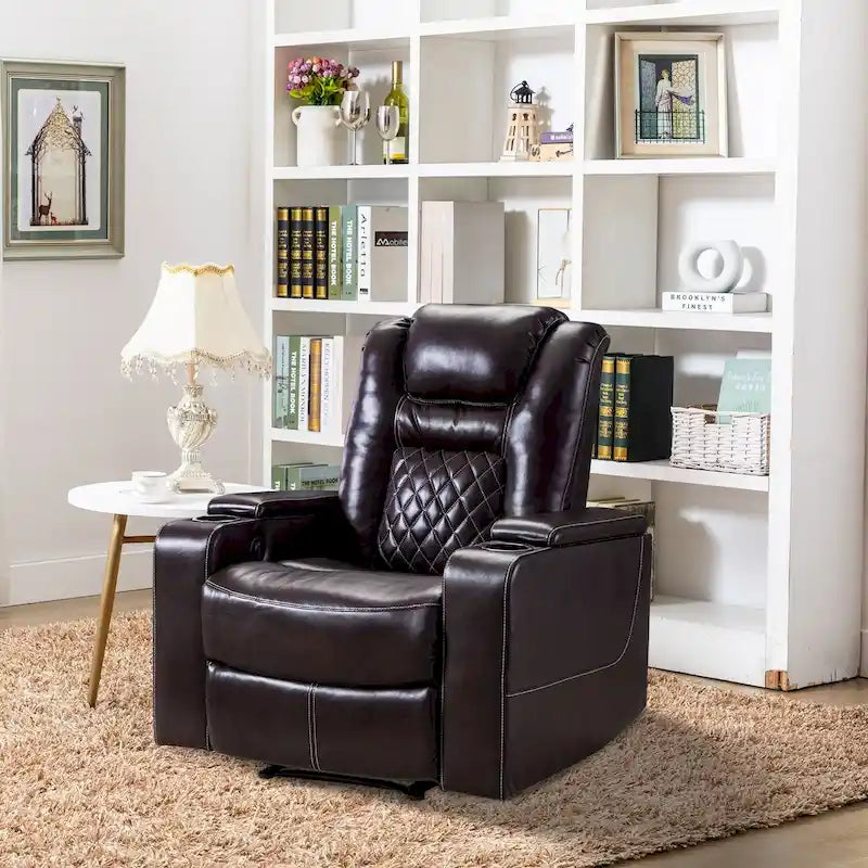 Fauteuils de cinéma maison en cuir respirant avec ports USB et porte-gobelets