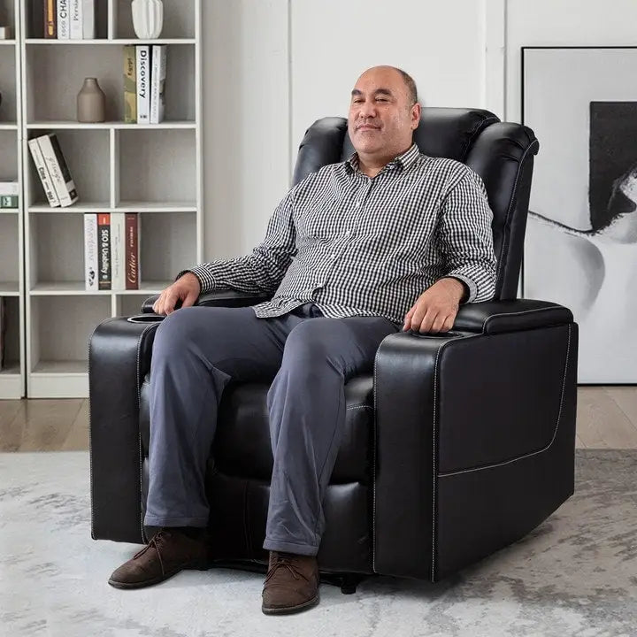 Fauteuils de cinéma maison en cuir respirant avec ports USB et porte-gobelets