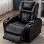 Fauteuils de cinéma maison en cuir respirant avec ports USB et porte-gobelets