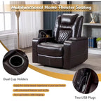 Fauteuils de cinéma maison en cuir respirant avec ports USB et porte-gobelets