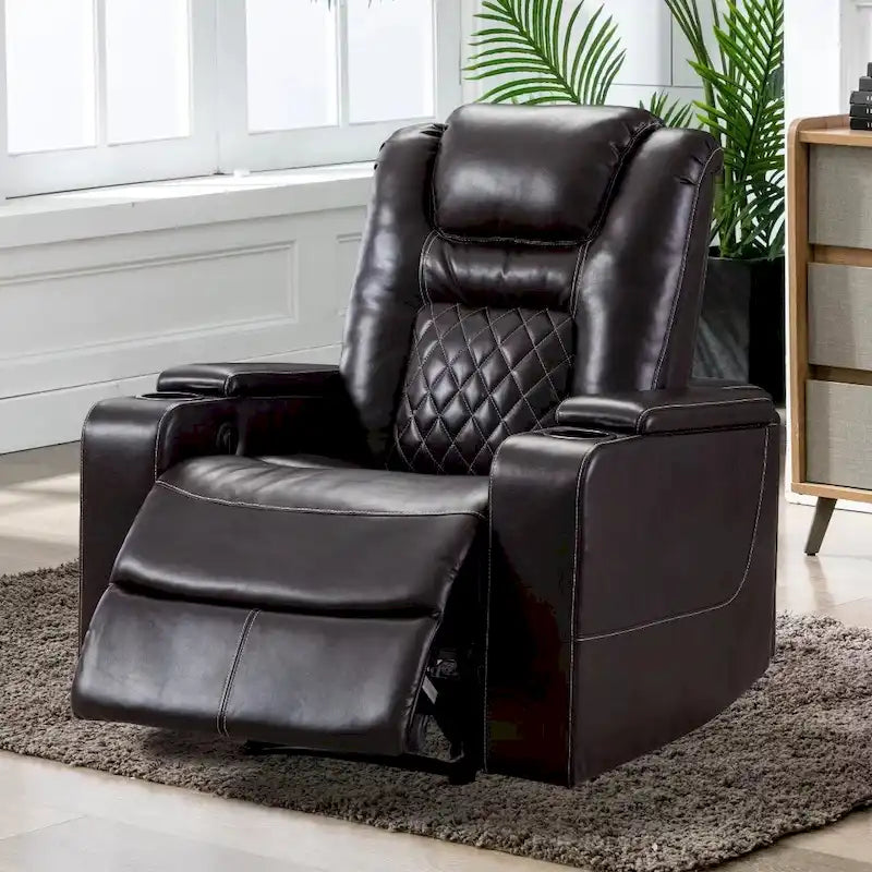 Fauteuils de cinéma maison en cuir respirant avec ports USB et porte-gobelets