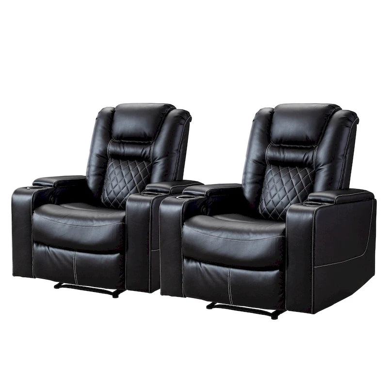 Fauteuils de cinéma maison en cuir respirant avec ports USB et porte-gobelets