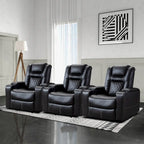 Fauteuils de cinéma maison en cuir respirant avec ports USB et porte-gobelets