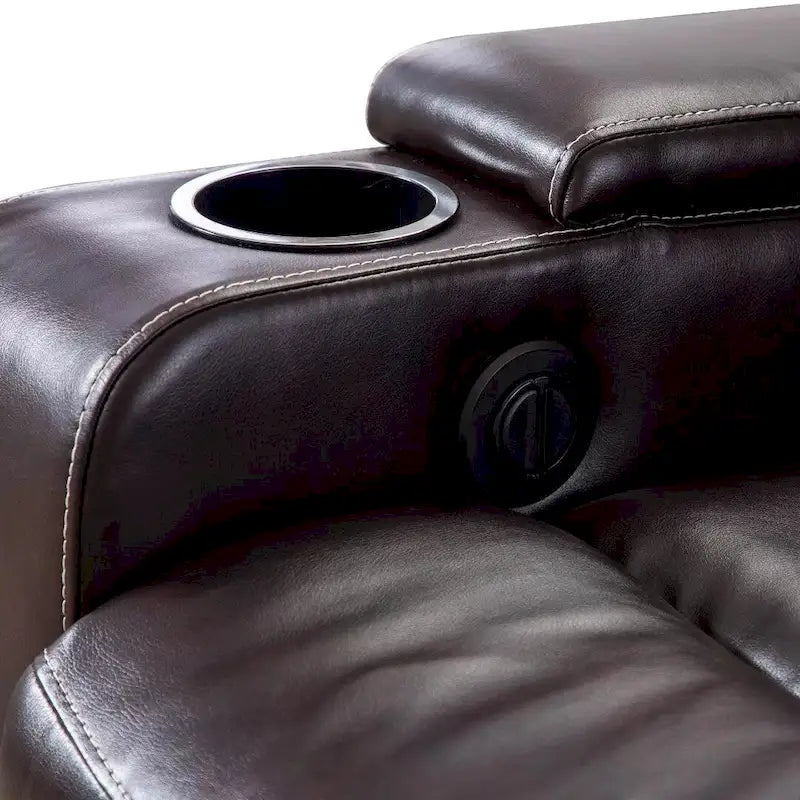 Fauteuils de cinéma maison en cuir respirant avec ports USB et porte-gobelets