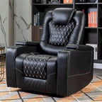 Fauteuils de cinéma maison électriques rembourrés, inclinables, en cuir PU, avec rangement dissimulé dans les accoudoirs