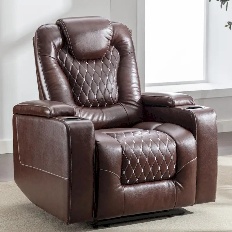 Fauteuils de cinéma maison électriques rembourrés, inclinables, en cuir PU, avec rangement dissimulé dans les accoudoirs