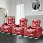 Fauteuils de cinéma maison électriques rembourrés, inclinables, en cuir PU, avec rangement dissimulé dans les accoudoirs