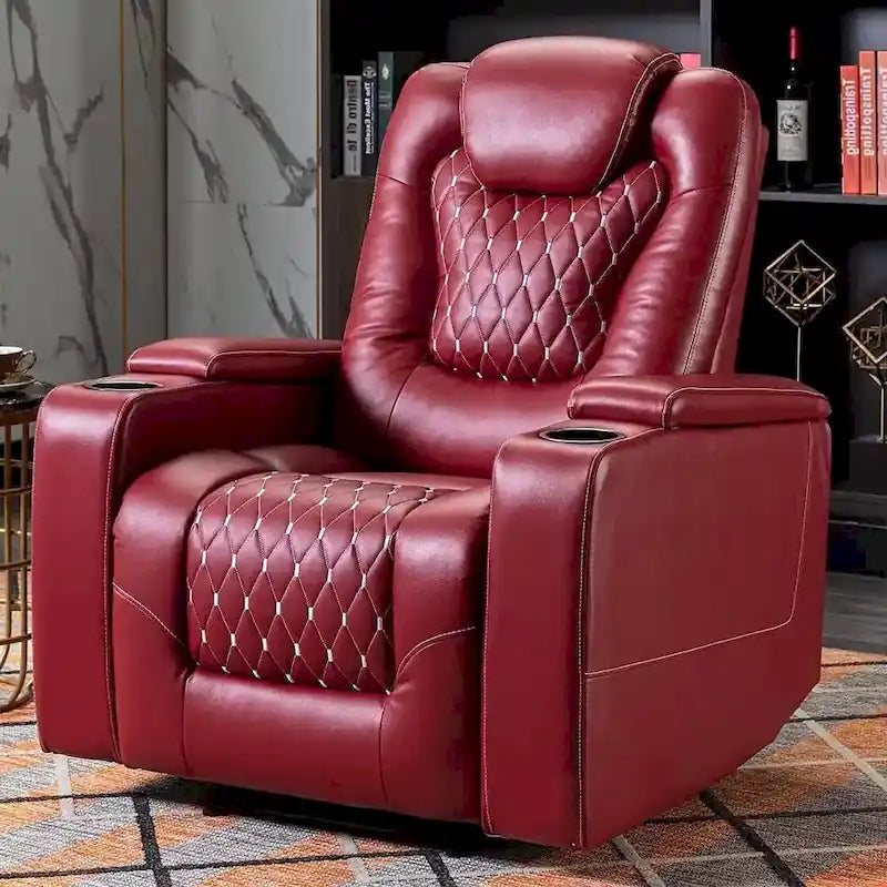 Fauteuils de cinéma maison électriques rembourrés, inclinables, en cuir PU, avec rangement dissimulé dans les accoudoirs