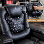 Fauteuils de cinéma maison électriques rembourrés, inclinables, en cuir PU, avec rangement dissimulé dans les accoudoirs