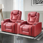 Fauteuils de cinéma maison électriques rembourrés, inclinables, en cuir PU, avec rangement dissimulé dans les accoudoirs