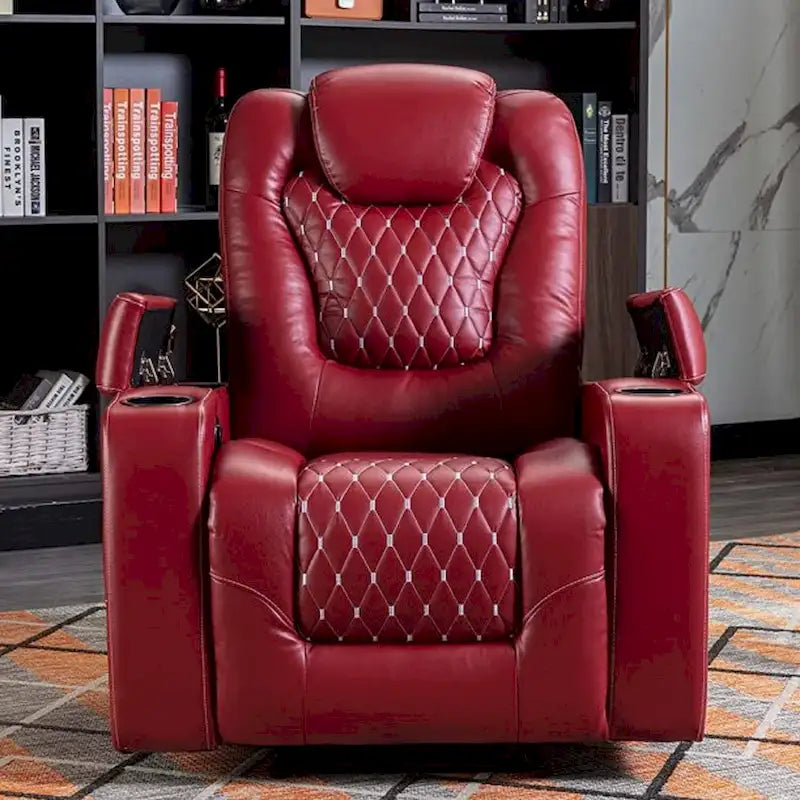 Fauteuils de cinéma maison électriques rembourrés, inclinables, en cuir PU, avec rangement dissimulé dans les accoudoirs