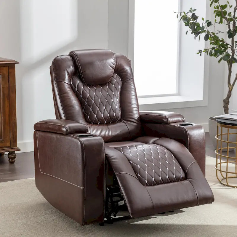 Fauteuils de cinéma maison électriques rembourrés, inclinables, en cuir PU, avec rangement dissimulé dans les accoudoirs