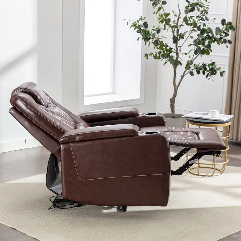 Fauteuils de cinéma maison électriques rembourrés, inclinables, en cuir PU, avec rangement dissimulé dans les accoudoirs