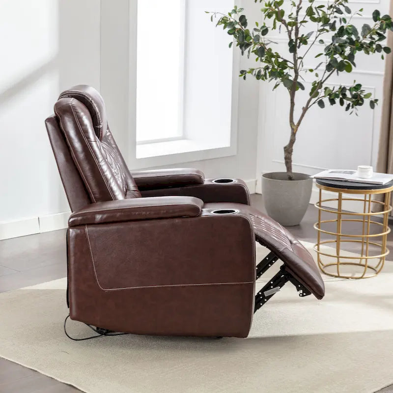 Fauteuils de cinéma maison électriques rembourrés, inclinables, en cuir PU, avec rangement dissimulé dans les accoudoirs