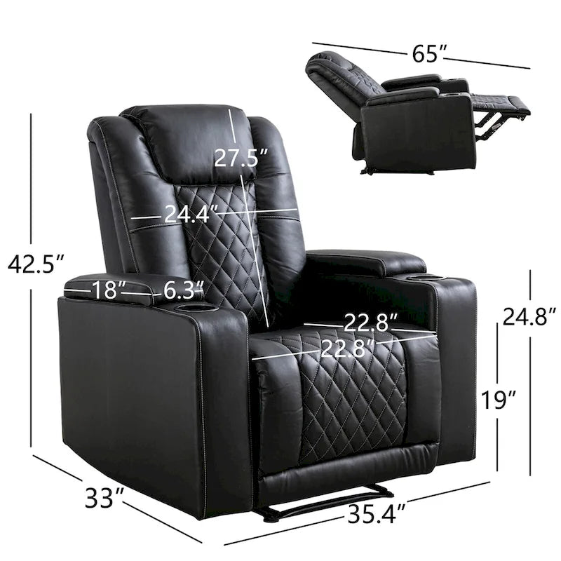 Fauteuil inclinable électrique de cinéma avec ports USB et porte-gobelets