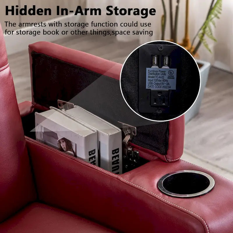 Fauteuil inclinable électrique de cinéma avec ports USB et porte-gobelets
