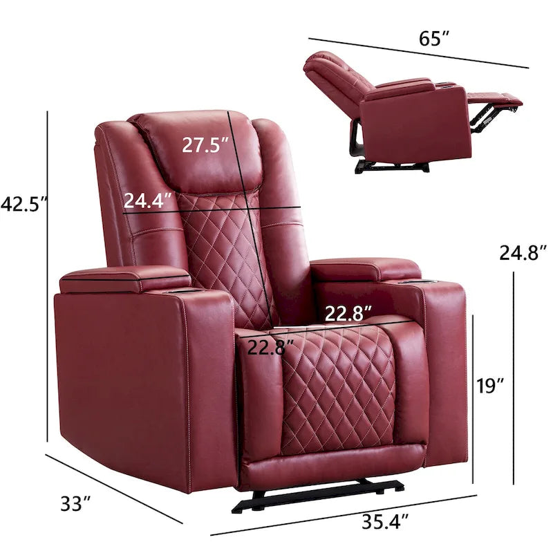 Fauteuil inclinable électrique de cinéma avec ports USB et porte-gobelets