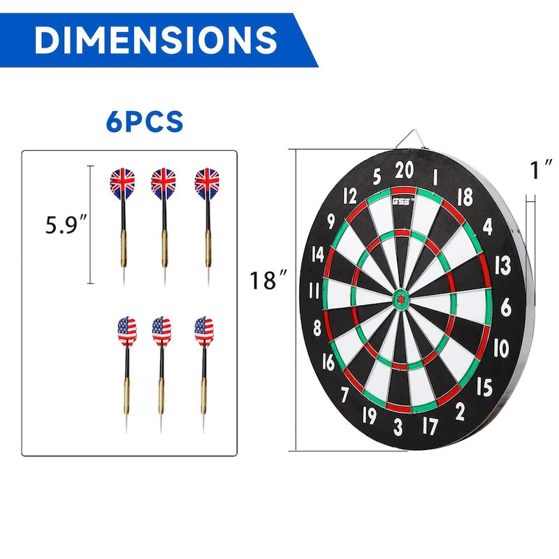 Jeu de fléchettes et de baseball en papier GSE 18 (2 en 1). Cible double face avec six fléchettes à pointe acier 17G - 45,7 cm (18 pouces)