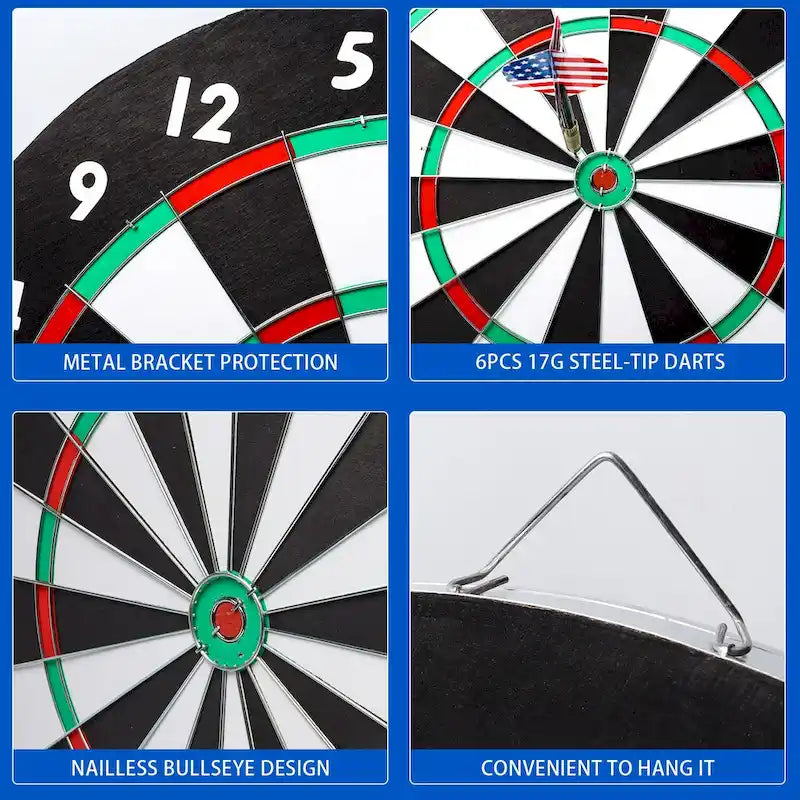 Jeu de fléchettes et de baseball en papier GSE 18 (2 en 1). Cible double face avec six fléchettes à pointe acier 17G - 45,7 cm (18 pouces)