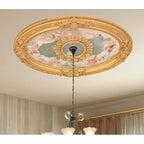 Médaillon de plafond ovale en forme de rocaille dorée