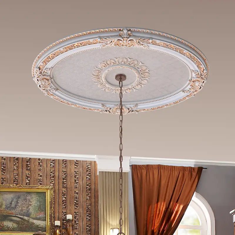 Golden Rocaille Oval Chandelier Ceiling Medallion