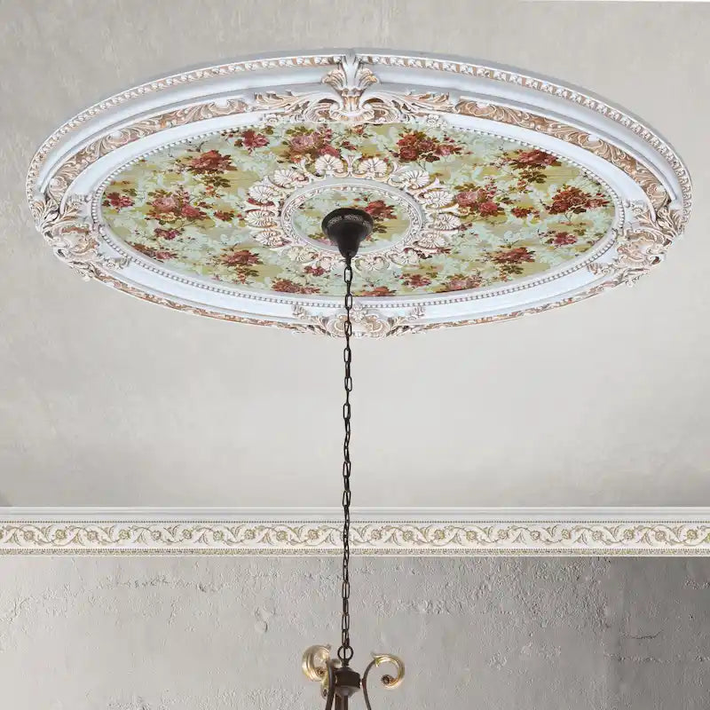 Golden Rocaille Oval Chandelier Ceiling Medallion