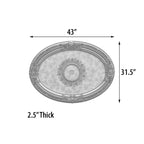 Médaillon de plafond ovale en forme de rocaille dorée