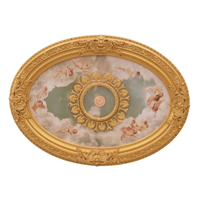 Golden Rocaille Oval Chandelier Ceiling Medallion