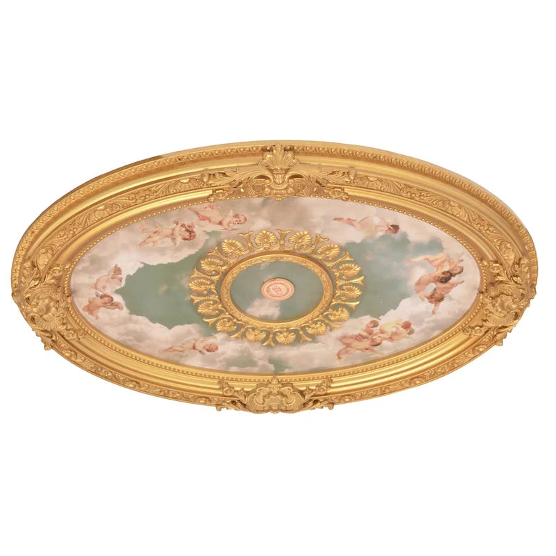 Golden Rocaille Oval Chandelier Ceiling Medallion
