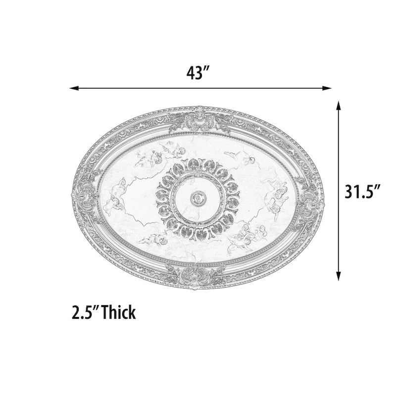 Golden Rocaille Oval Chandelier Ceiling Medallion