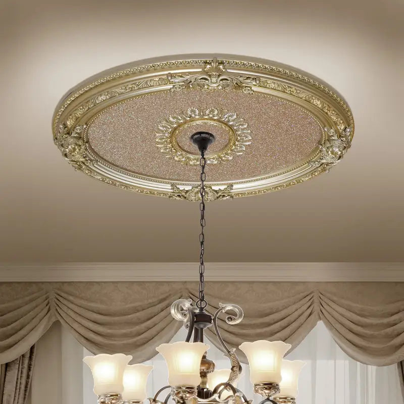 Golden Rocaille Oval Chandelier Ceiling Medallion