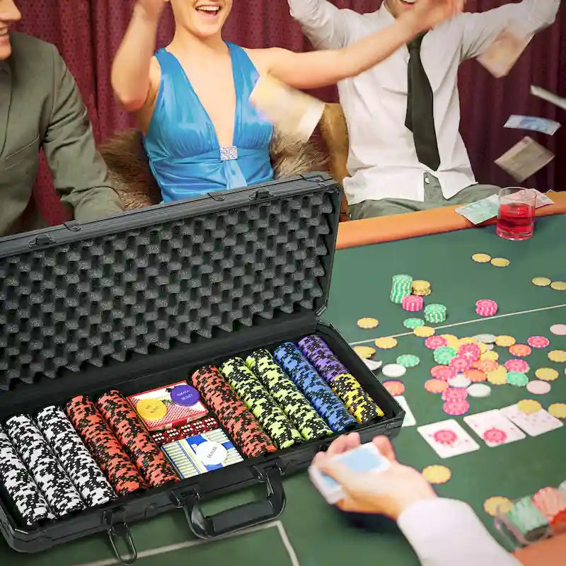 Coffret de jetons de poker Soozier, 500 jetons de 14 grammes en argile, 6 valeurs différentes, avec étui en aluminium.