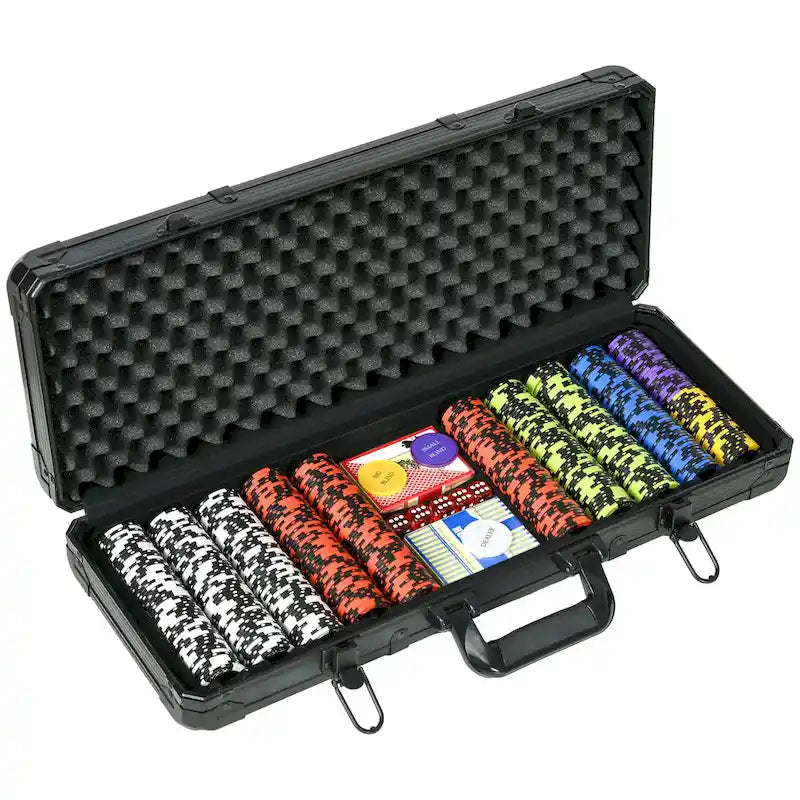 Coffret de jetons de poker Soozier, 500 jetons de 14 grammes en argile, 6 valeurs différentes, avec étui en aluminium.