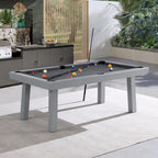 Ensemble de salle à manger Laguna avec table de billard en ardoise de 2,13 m (7 pi) pour intérieur/extérieur, 2 bancs et accessoires, finition ciment