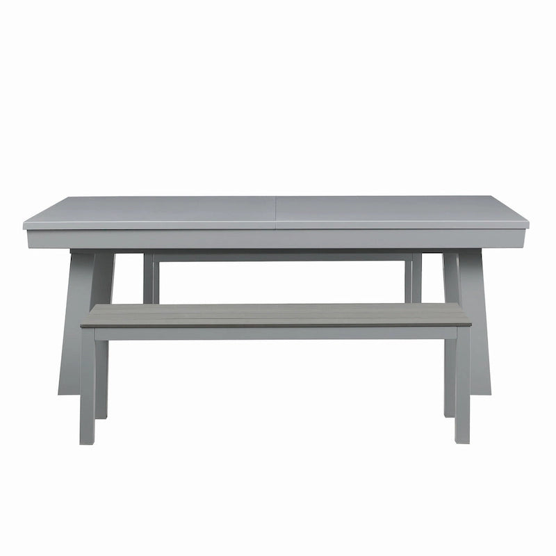 Ensemble de salle à manger Laguna avec table de billard en ardoise de 2,13 m (7 pi) pour intérieur/extérieur, 2 bancs et accessoires, finition ciment