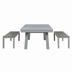 Ensemble de salle à manger Laguna avec table de billard en ardoise de 2,13 m (7 pi) pour intérieur/extérieur, 2 bancs et accessoires, finition ciment