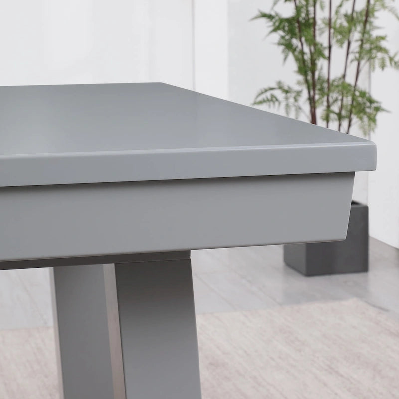 Ensemble de salle à manger Laguna avec table de billard en ardoise de 2,13 m (7 pi) pour intérieur/extérieur, 2 bancs et accessoires, finition ciment
